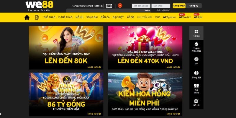 Cách đăng ký tài khoản và bắt đầu chơi trên WE88